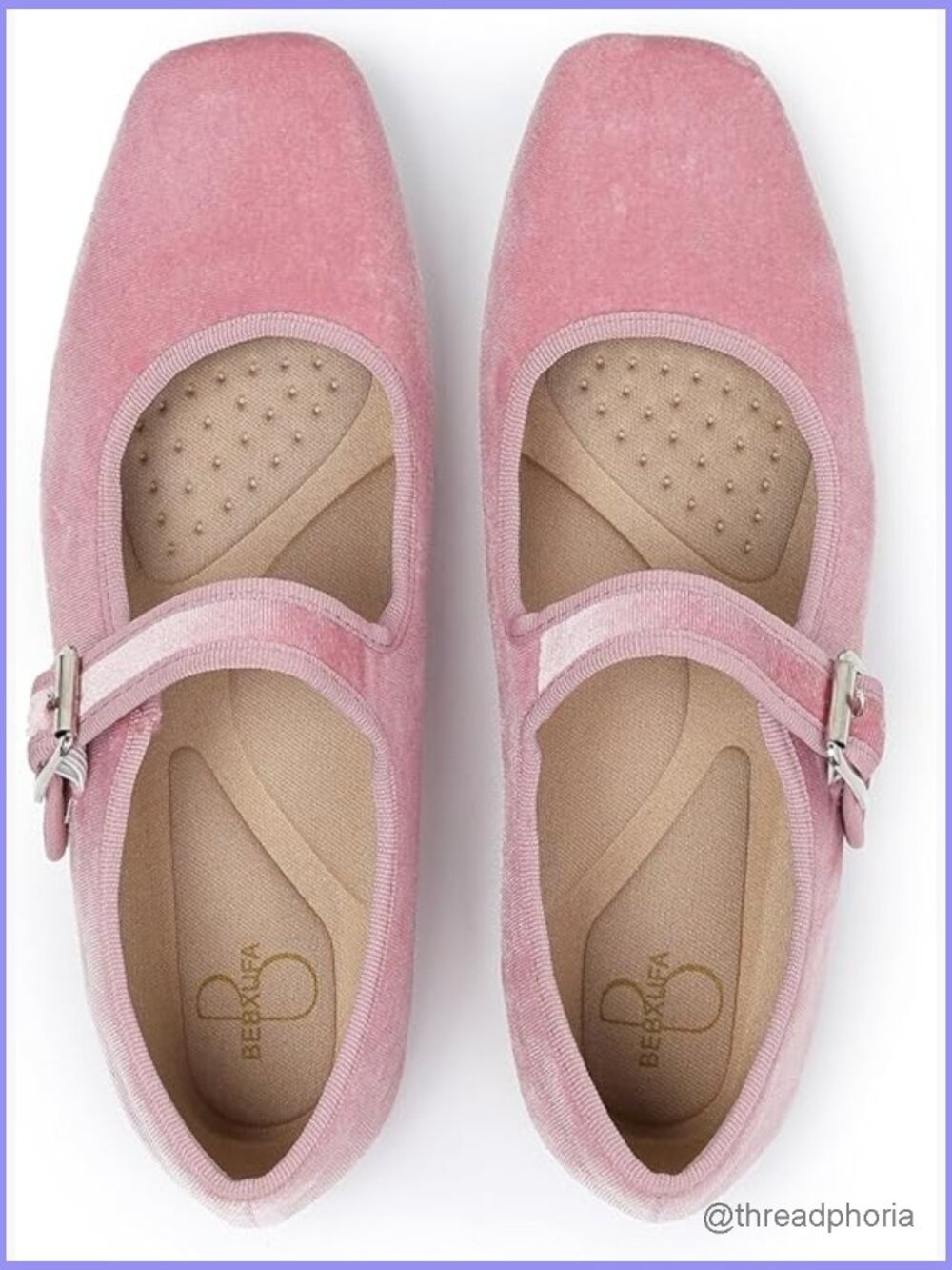 Square Toe Ballet Flats with Adjustable Strap Slip On Work Flats - Picture 1 of 7